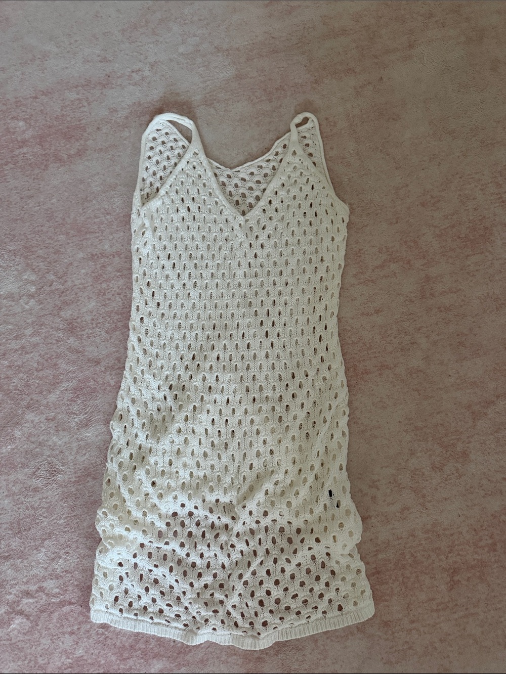 SHEIN Cream Crochet Open-Knit V-Neck Swim Coverup